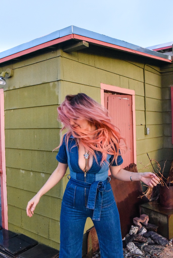 stoned-immaculate-denim-jumpsuit-vintage-70s-fashion-blogger-joshua-tree-overtone-color-conditioner-rose-gold-ombre-hair-extensions-boho-bunnie 17